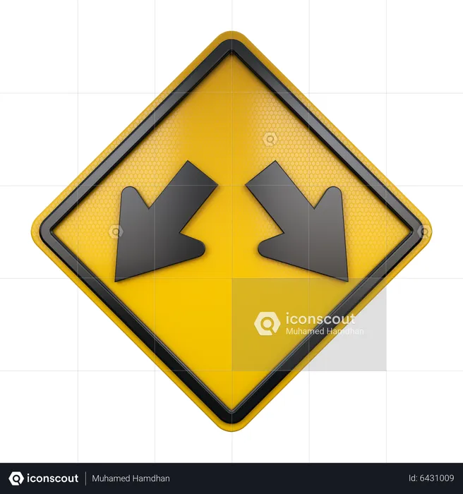 Double Arrow Obstacle Sign  3D Icon