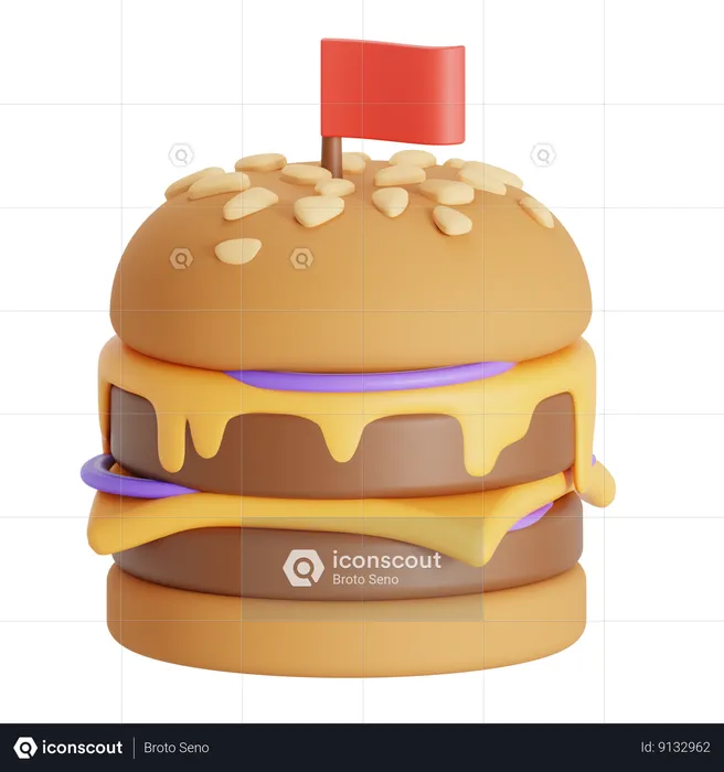 Double Cheeseburger  3D Icon