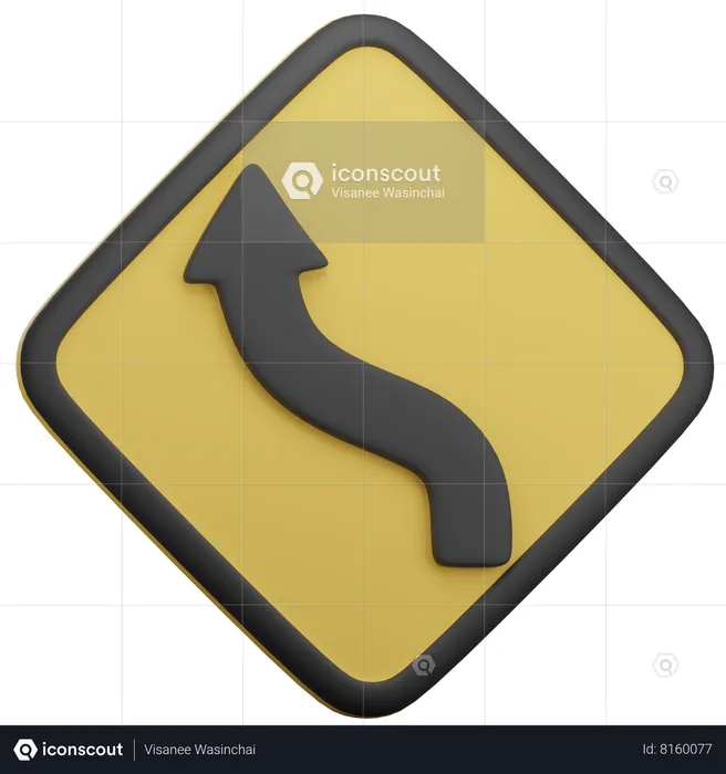 Double Curve First To Left  3D Icon