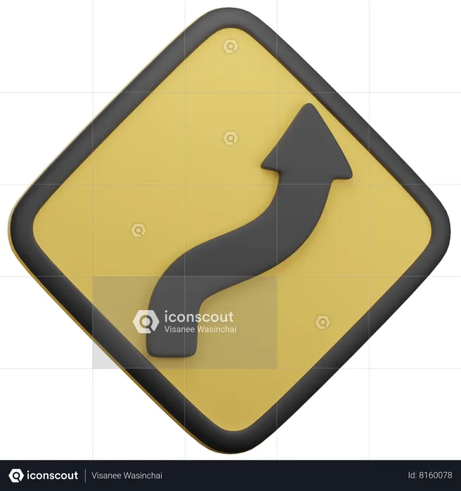Double Curve First To Right  3D Icon