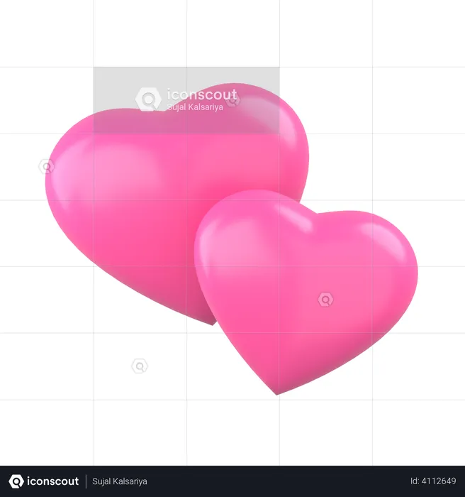 Double Heart  3D Illustration