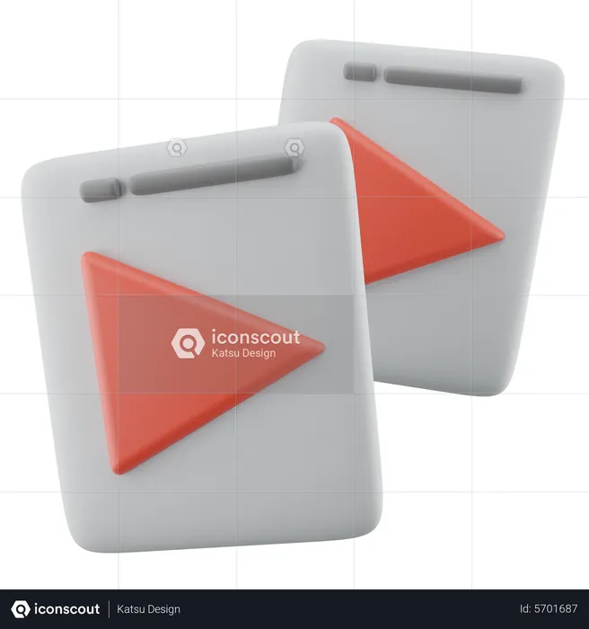 Double Play Button  3D Icon