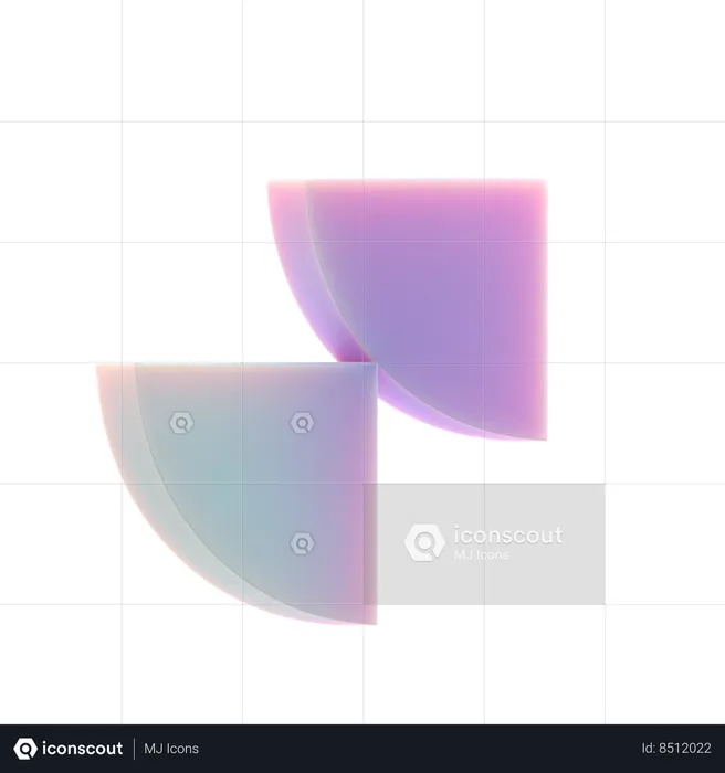 Double Quater Circle  3D Icon