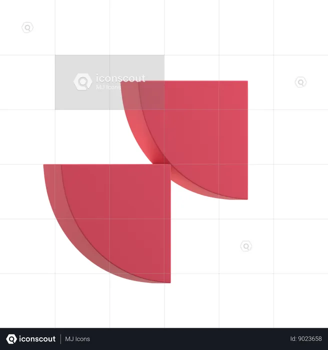 Double Quater Circle  3D Icon