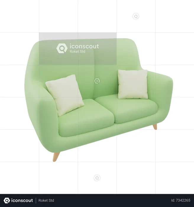 Double Sofa  3D Icon