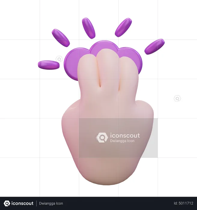 Double Tap Three Finger Hand Gesture  3D Icon