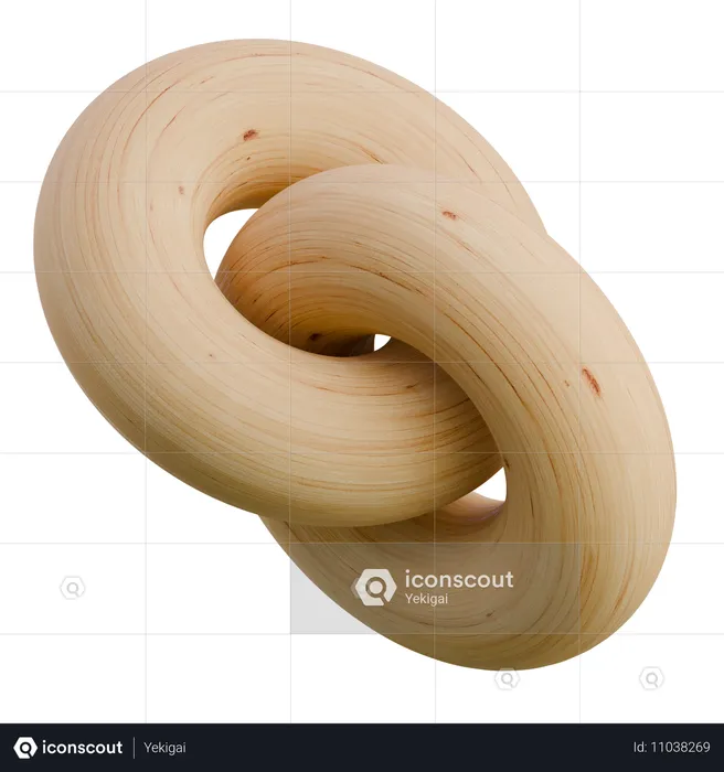 Double Torus Wooden Abstract Shape  3D Icon