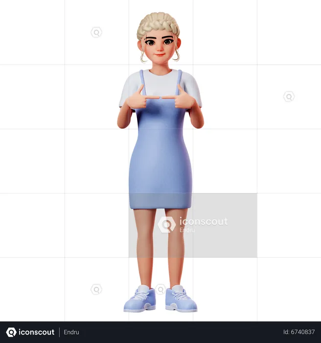 Douce Femme Montrant Un Geste De La Main Mignon  3D Illustration