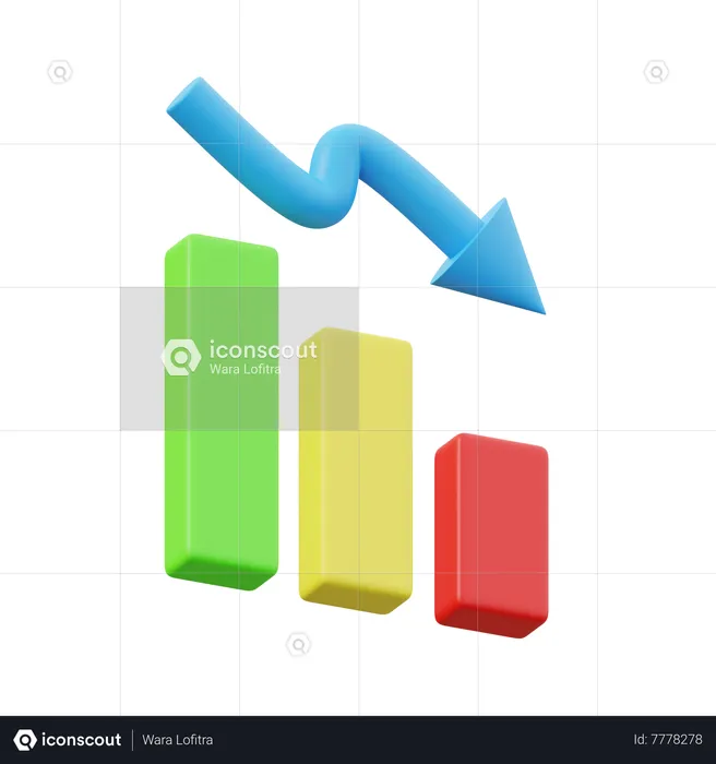 Down Chart  3D Icon