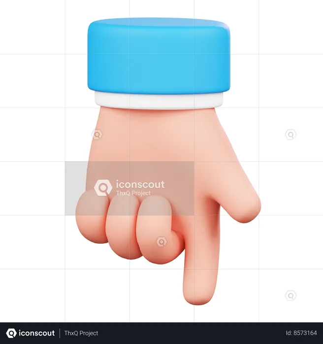 Down Direction Hand Gesture Emoji 3D Icon