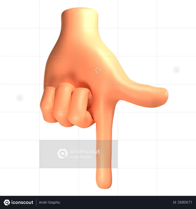 Down direction hand gesture  3D Illustration