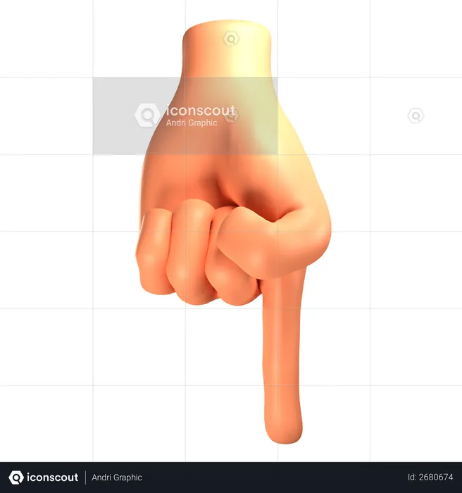 Down direction hand gesture  3D Illustration