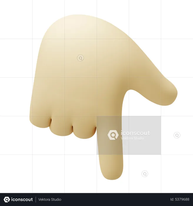 Down Pointing Hand Gesture  3D Icon