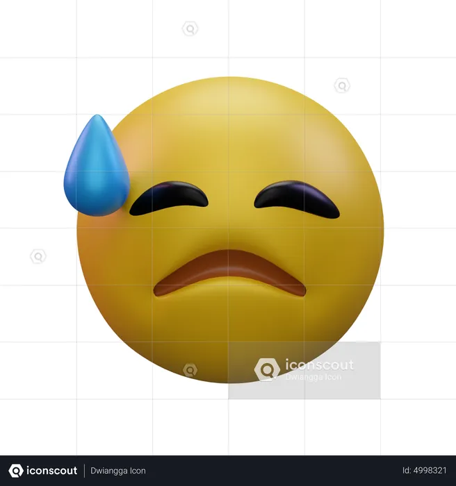 Downcast Face With Sweat Emoji 3D Icon