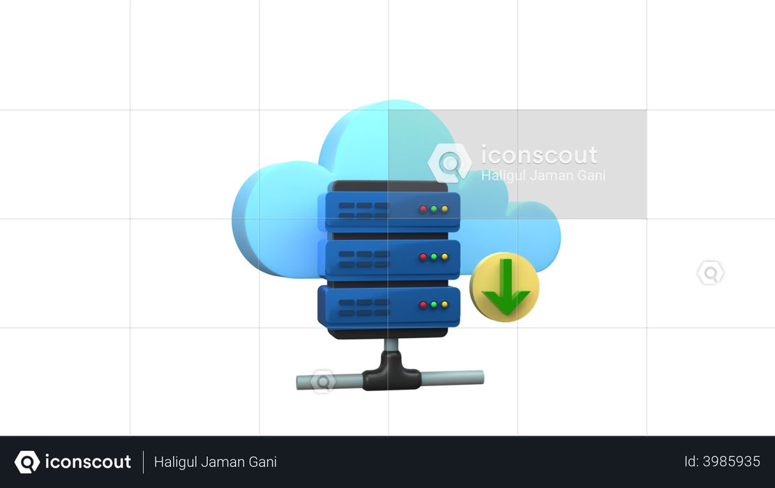 Download data from cloud server 3D Illustration