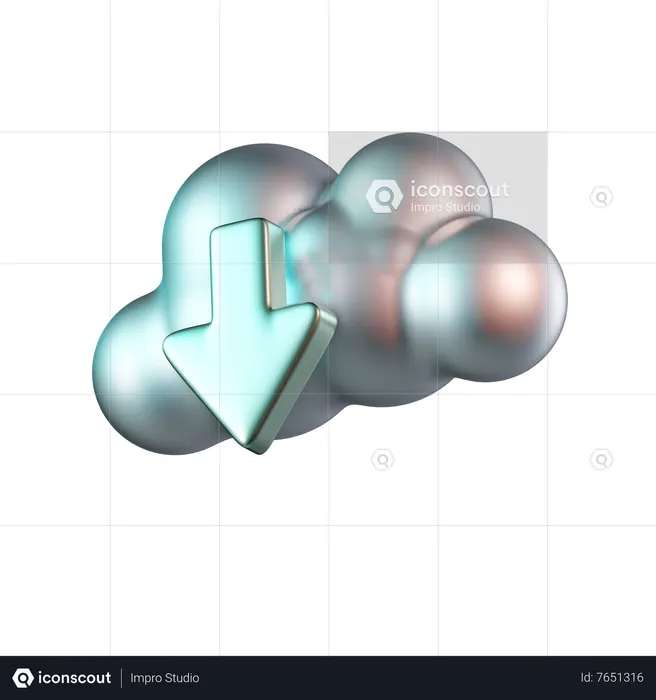 Download From Cloud  3D Icon