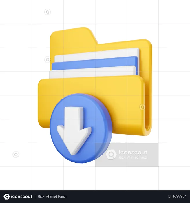 Downloading Folder  3D Illustration