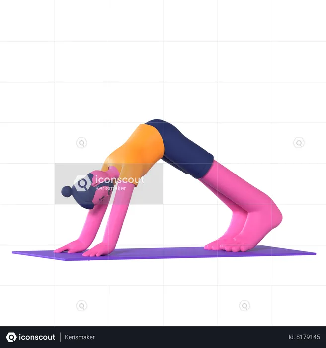 Downward Facing Dog Pose  3D Icon