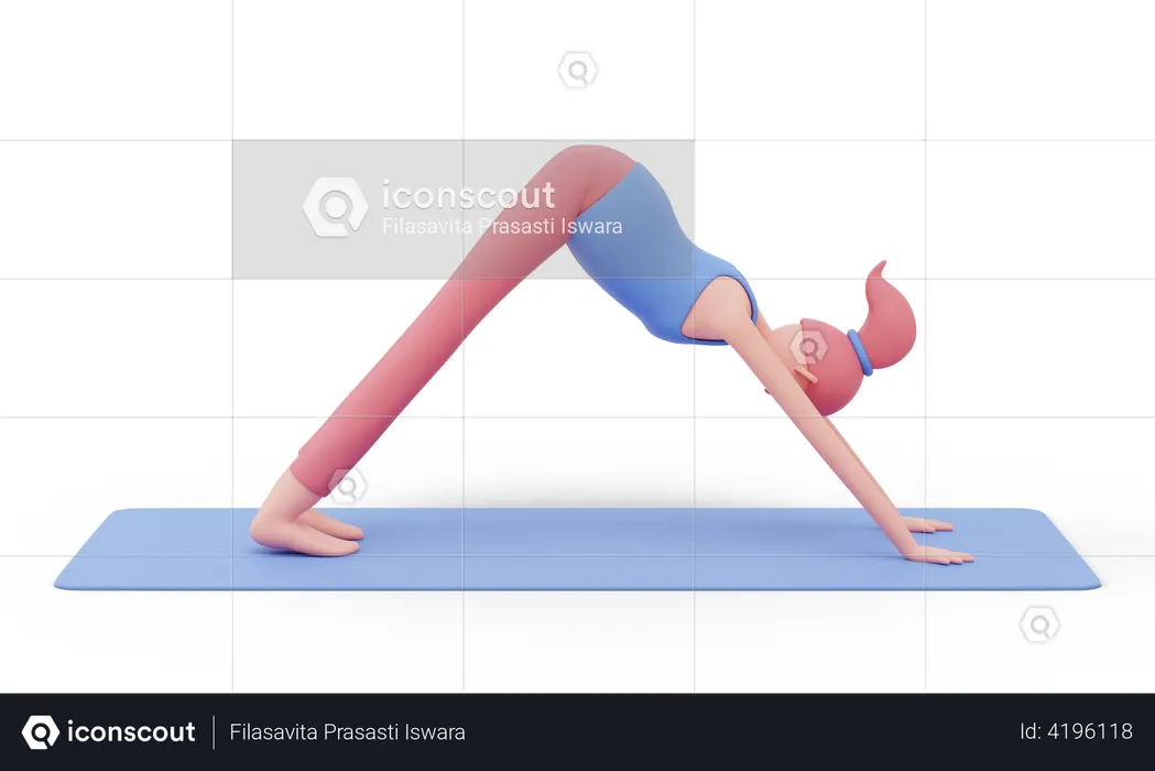Downward Yoga Pose  3D Illustration