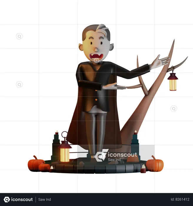 Dracula Pointed To Left  3D Illustration