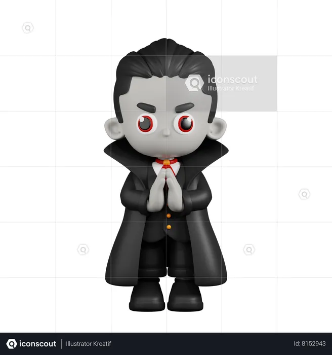 Dracula Vampire Apologizing  3D Illustration