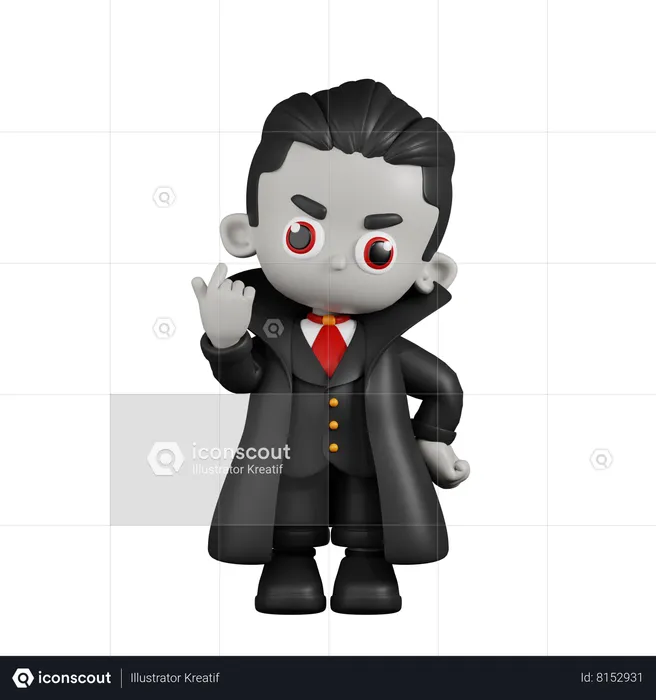 Dracula Vampire Giving Mini Love  3D Illustration