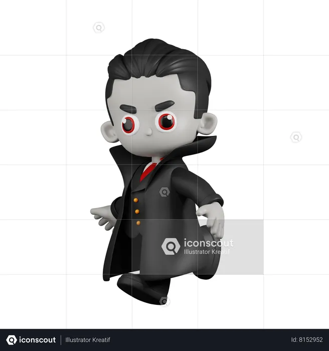 Dracula Vampire Running  3D Illustration