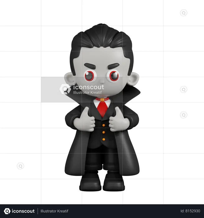 Dracula Vampire Showing Thumbs Up  3D Illustration