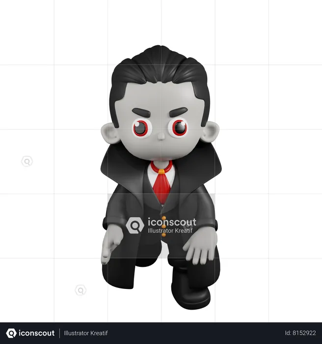 Dracula Vampire Showing Weird Face  3D Illustration
