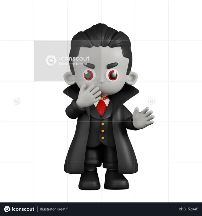 Dracula Vampire Surprised  3D Illustration