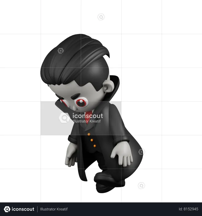 Dracula Vampire Tired Walk  3D Illustration