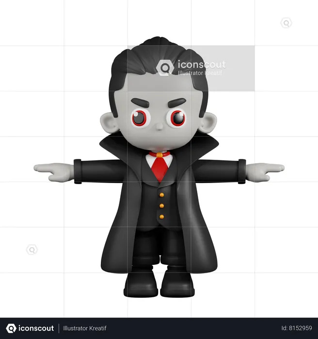 Pose de Drácula Vampiro T  3D Illustration