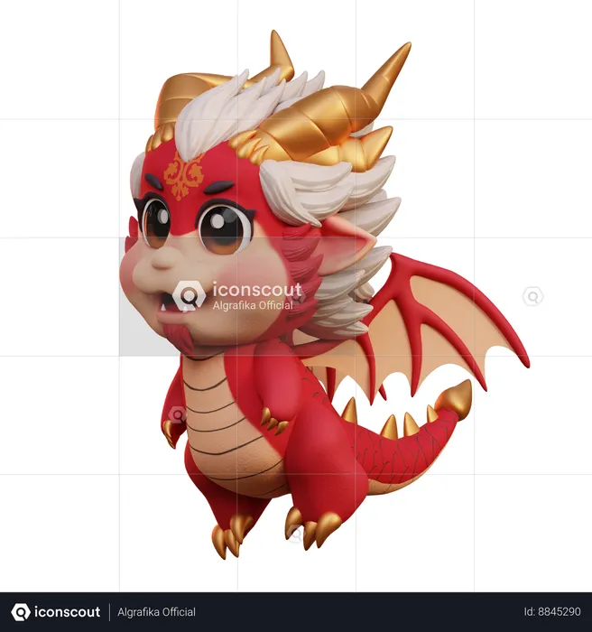 El dragón chino está volando  3D Illustration