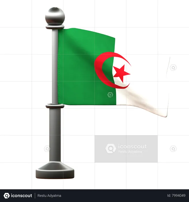 Drapeau algérien Flag 3D Icon