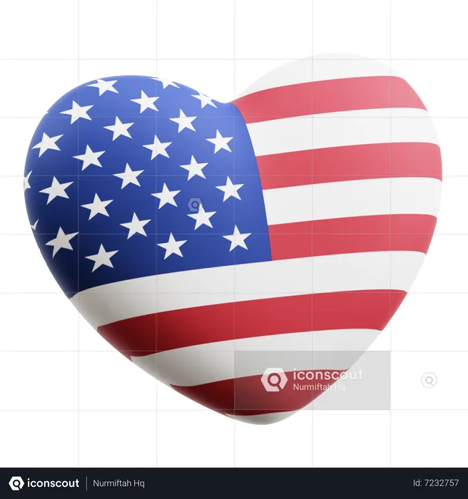 Coeur de drapeau américain  3D Icon