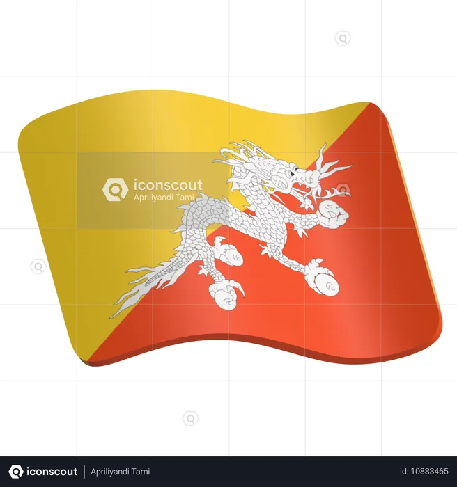 Drapeau du bhoutan  3D Icon