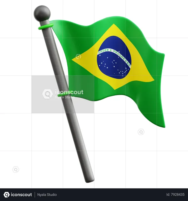 Drapeau brésilien  3D Icon