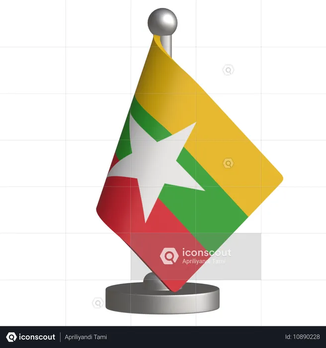 Drapeau de bureau du Myanmar  3D Icon