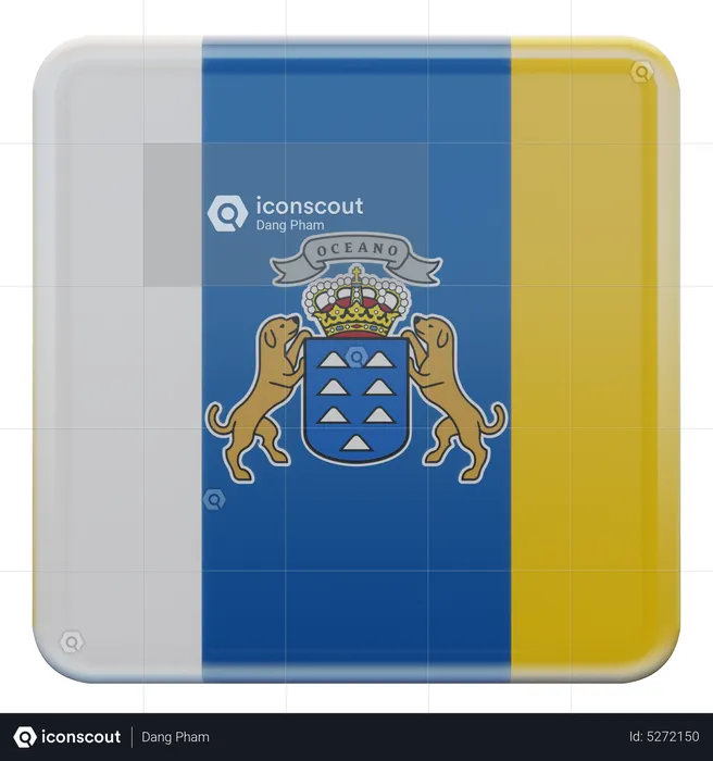 Drapeau carré des îles Canaries Flag 3D Icon