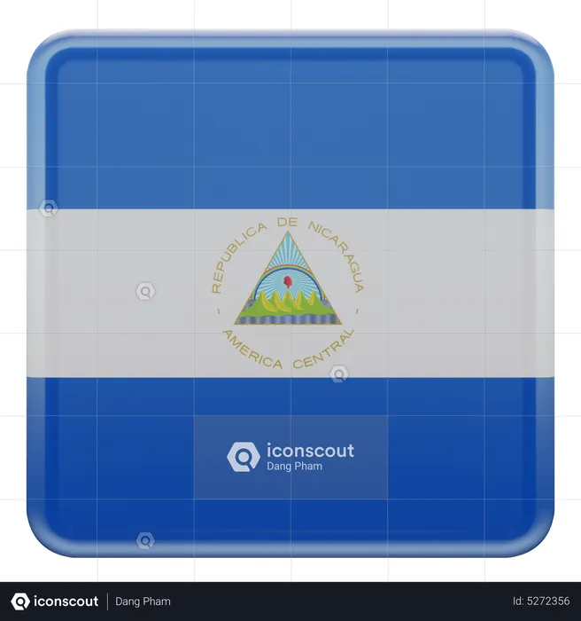 Drapeau carré du Nicaragua Flag 3D Icon