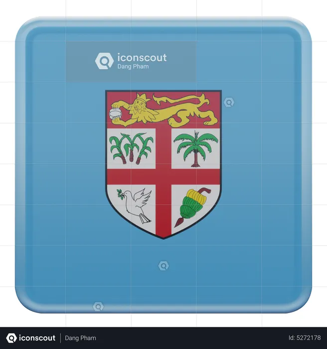 Drapeau carré des Fidji Flag 3D Icon