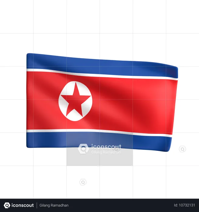 Drapeau de la corée du nord Flag 3D Icon