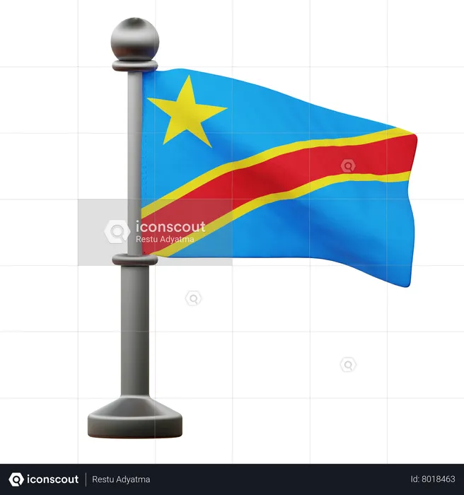 Drapeau de la république démocratique du congo Flag 3D Icon