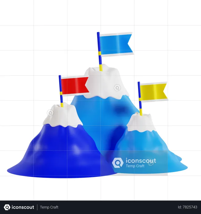 Drapeau de montagne  3D Icon