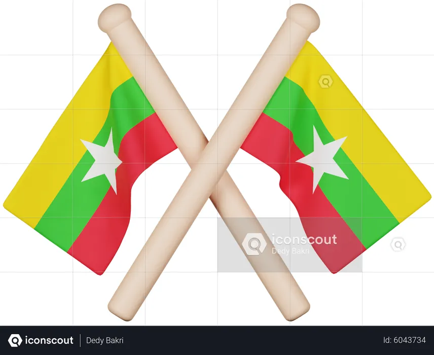 Drapeau du Myanmar Flag 3D Icon