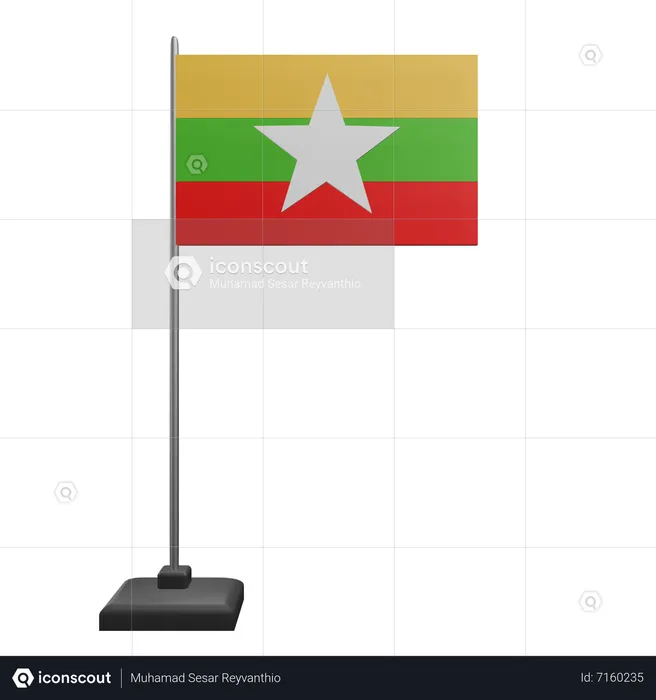 Drapeau du Myanmar Flag 3D Icon