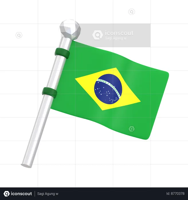 Drapeau du Brésil  3D Icon