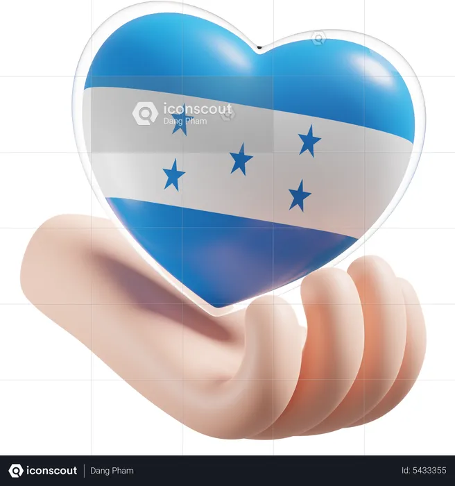 Soin des mains coeur drapeau Honduras Flag 3D Icon