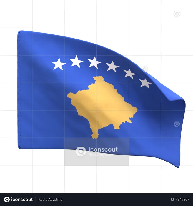 Drapeau du Kosovo Flag 3D Icon