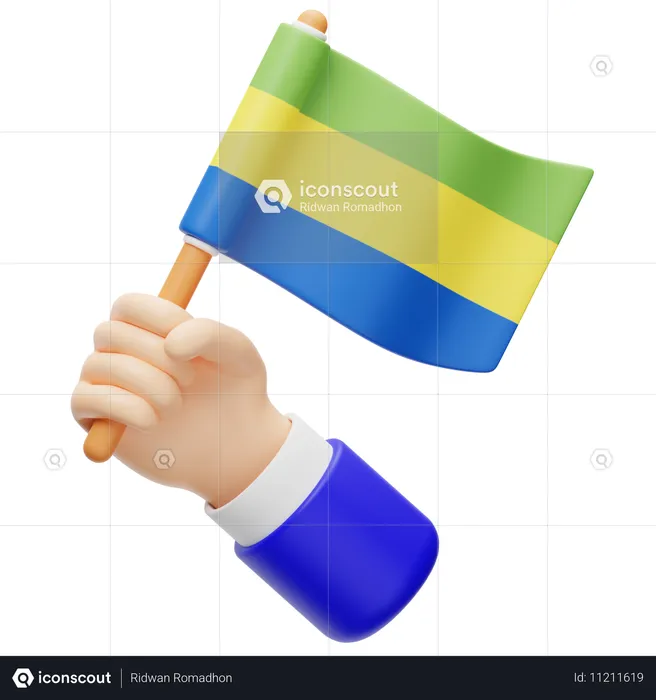 Drapeau du Gabon Flag 3D Icon